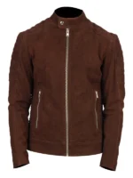 Fernando-Quilted-Brown-Suede-Biker-Jacket-Front