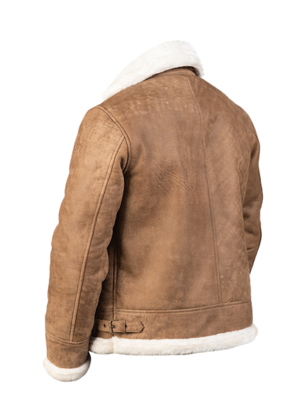 Francis B-3 Distressed Brown Leather Bomber Jacket back