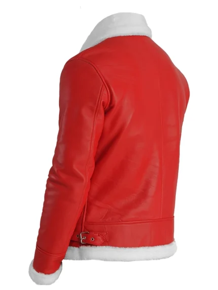 Francis B-3 Red Leather Bomber Jacket mens back