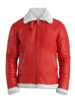 Francis B-3 Red Leather Bomber Jacket mens front