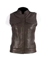 Rayne Moto Brown Leather Vest