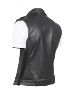 Sullivan Black Leather Biker Vest Mens