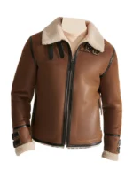 B3 RAF Tan Shearling Aviator Jacket Front Side