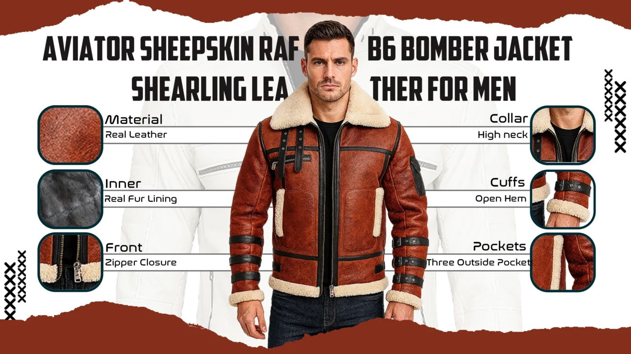 Aviator Sheepskin RAF B6 Bomber Jacket | Shearling Leather for Men