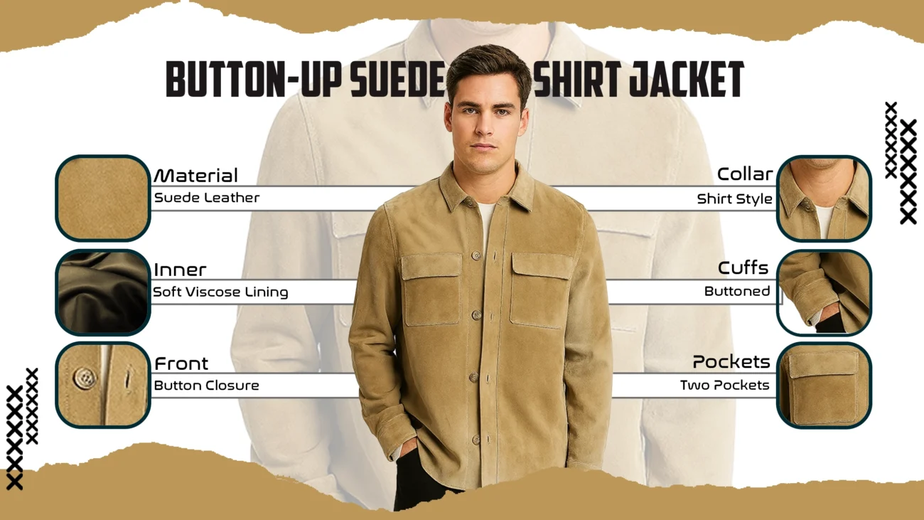 Button-Up Suede Shirt Jacket
