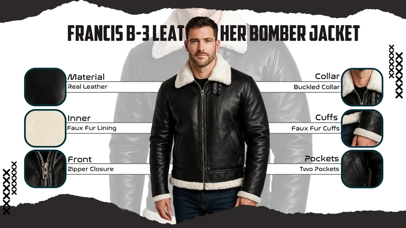 Francis B-3 Leather Bomber Jacket