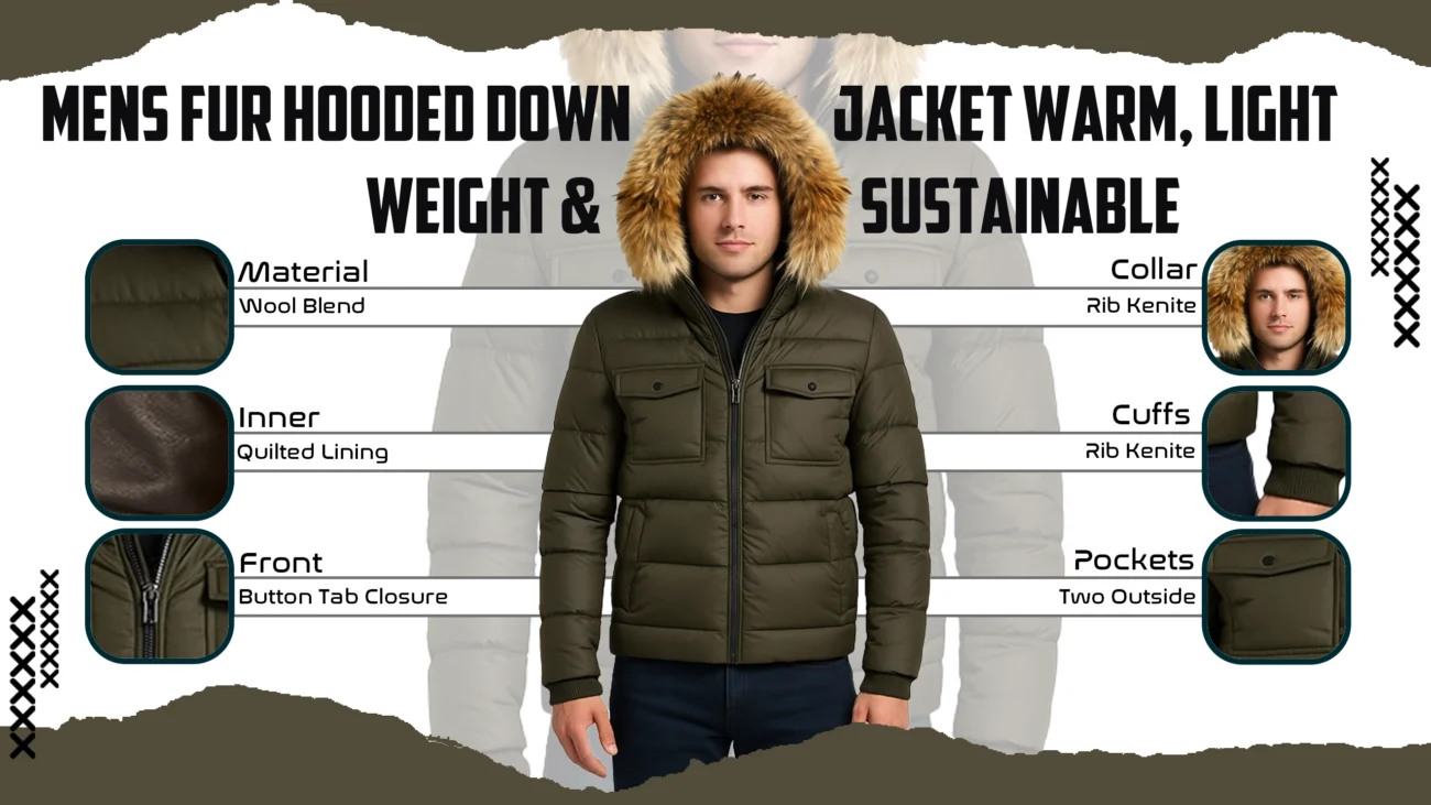 Mens Fur Hooded Down Jacket