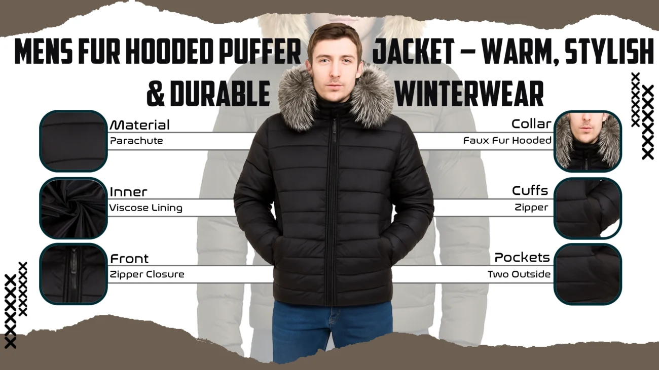 Mens Fur Hooded Puffer Jacket