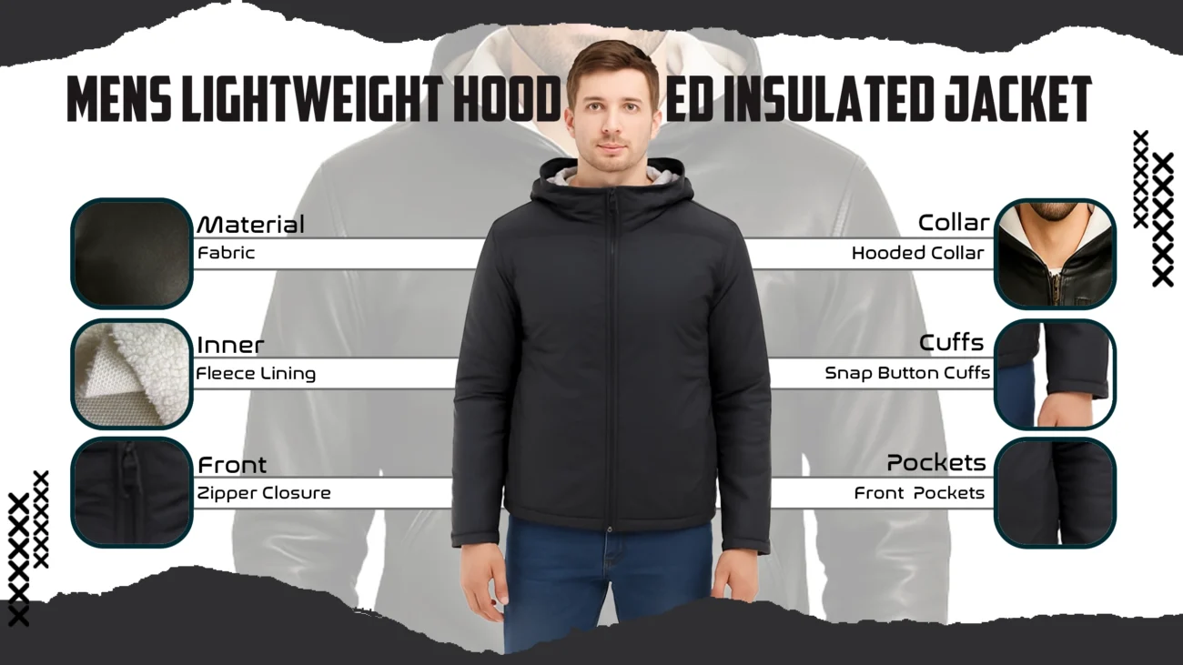 Mens Lightweight Hooded Insulated Jacket