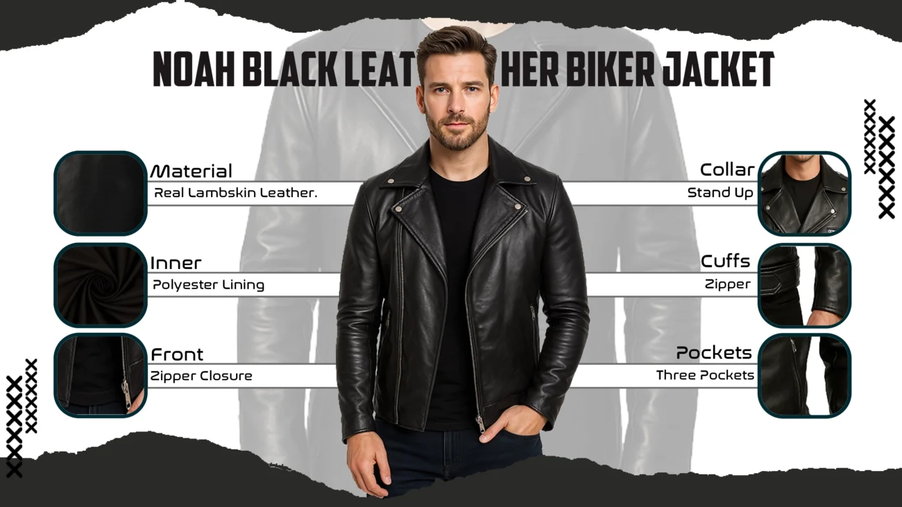 Noah Black Leather Biker Jacket