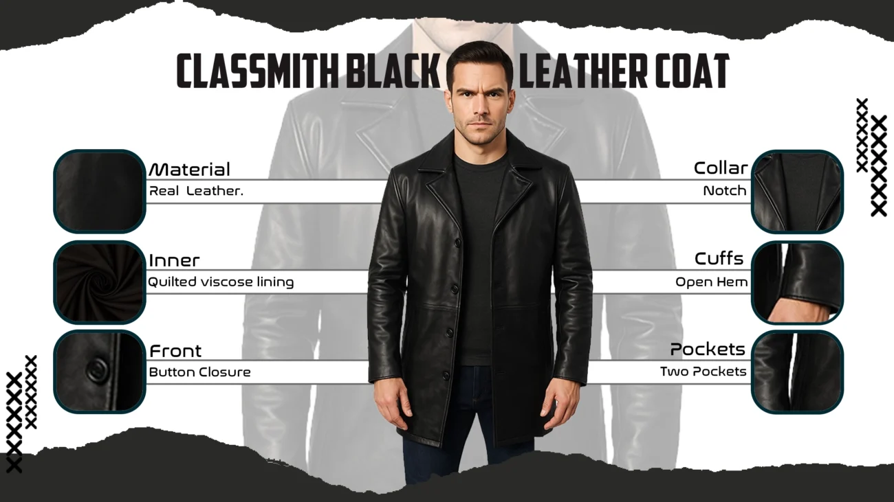 Classmith Black Leather Coat