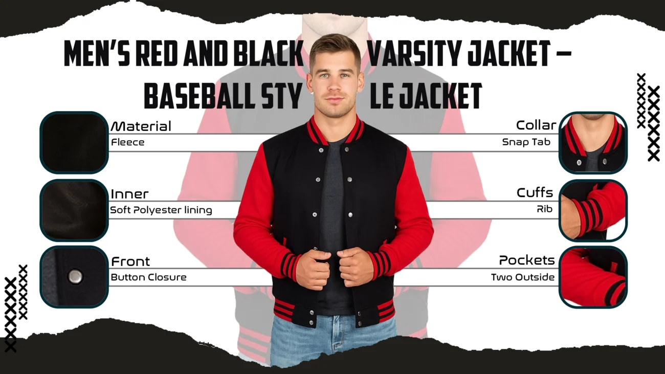 Men’s Red and Black Varsity Jacket