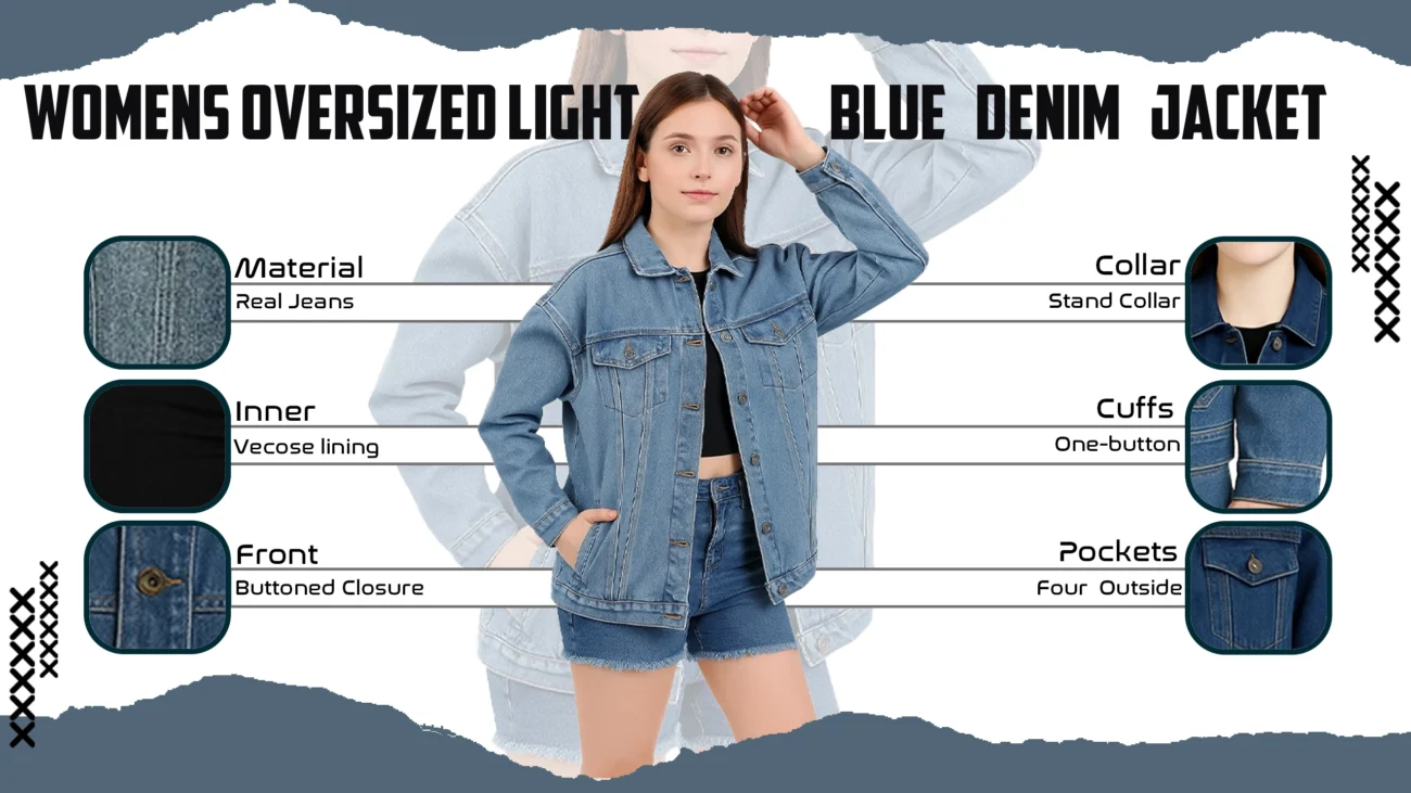 Womens Oversized Light Blue Denim Jacket