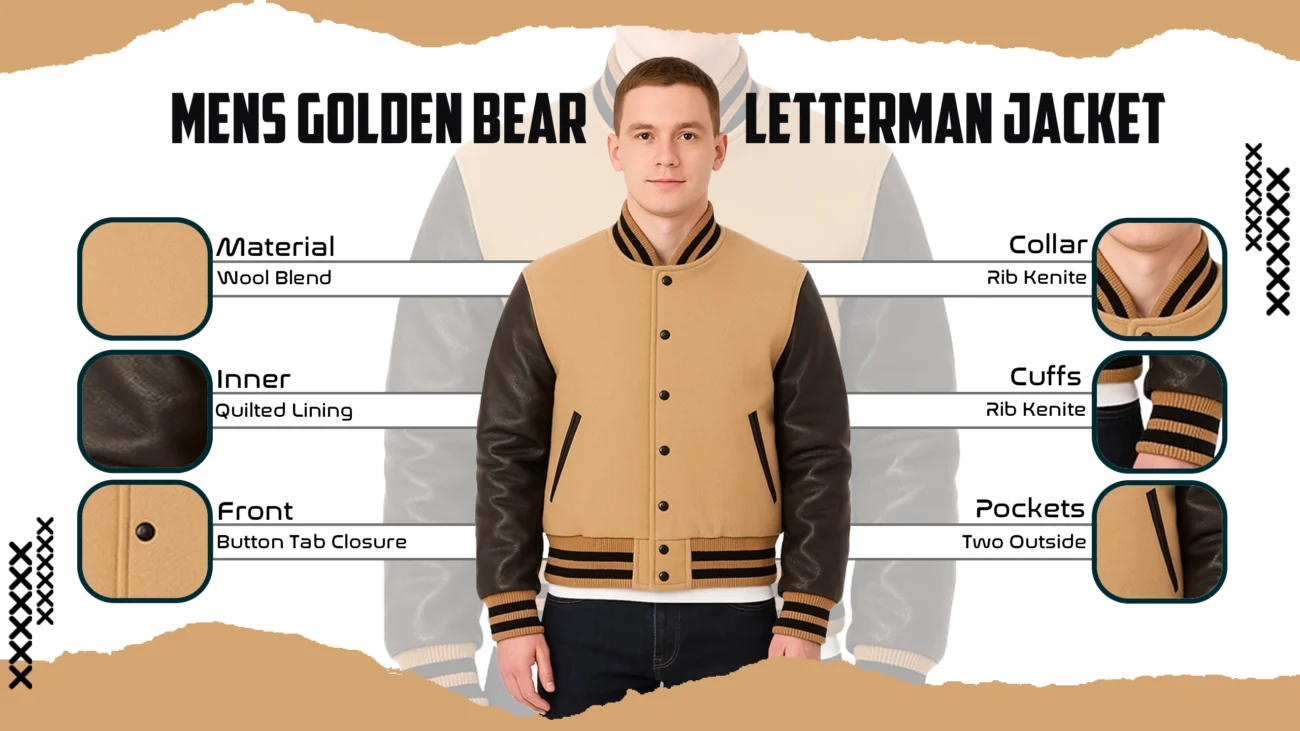 Mens Golden Bear Letterman Jacket